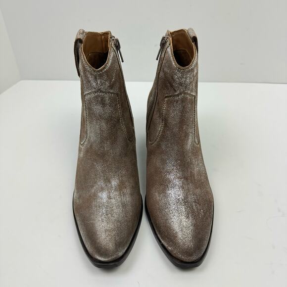 NEW Seychelles Upside Silver Metallic Suede Leather Western Bootie Ankle Boot - Picture 4 of 15